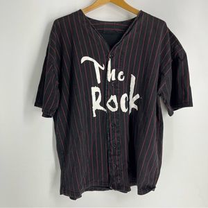 The Rock Baseball Jersey Mens Large Black‎ Red Vintage Stripe The Great 1 Sporty